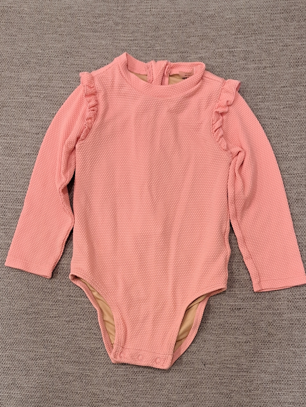 Old Navy Pink Long-Sleeve Ruffle Baby Girl Swimsuit - 18-24 Months